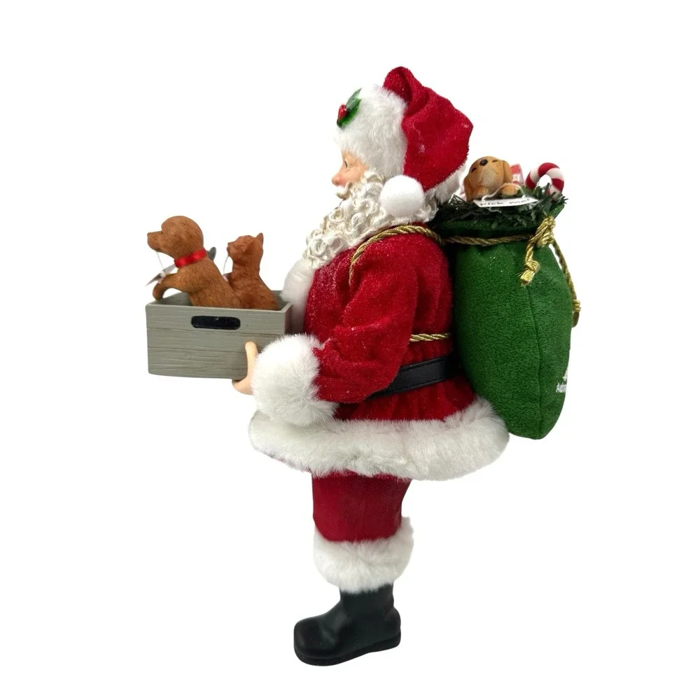 Kurt Adler Adopt-A-Pet Santa With Dog & Cats 2 PC Set 